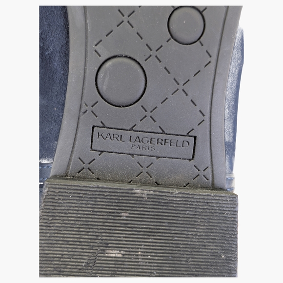 Karl Lagerfeld Paris Navy Suede Loafers Slip On Flats | Size EU 39 US 8.5 - Picture 7 of 10